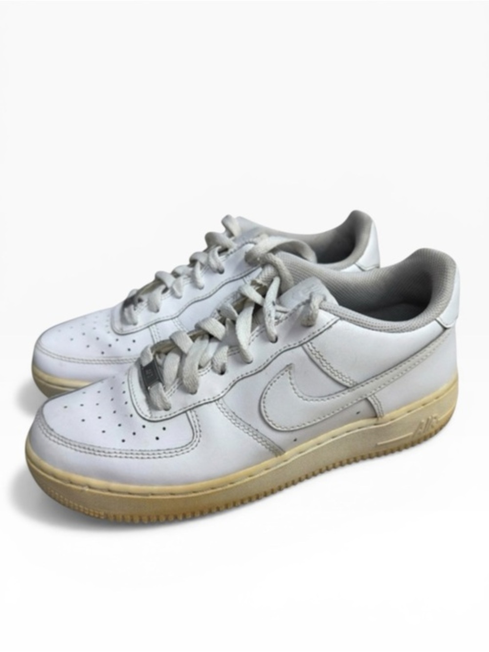 Nike Air Force 1 Low GS White Leather Sneakers Youth 6.5